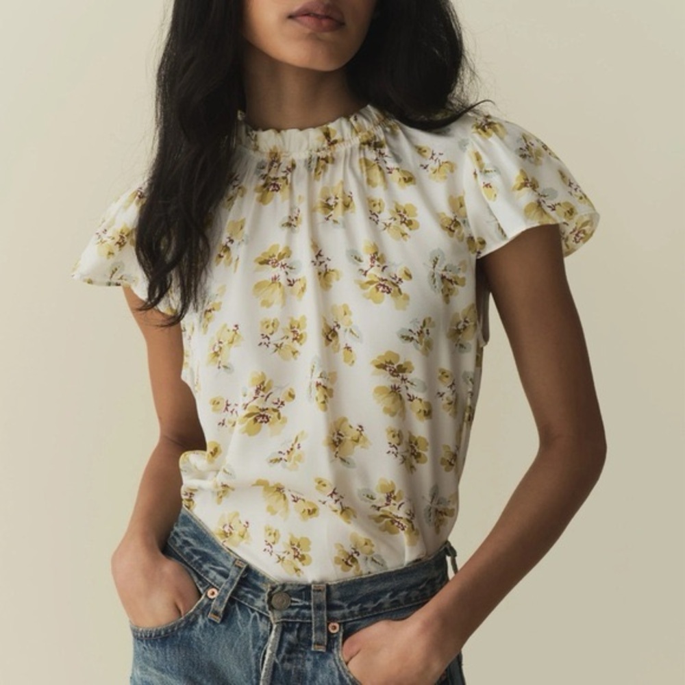 NWT Doen Yvie Top in Gold Frolicking Floral